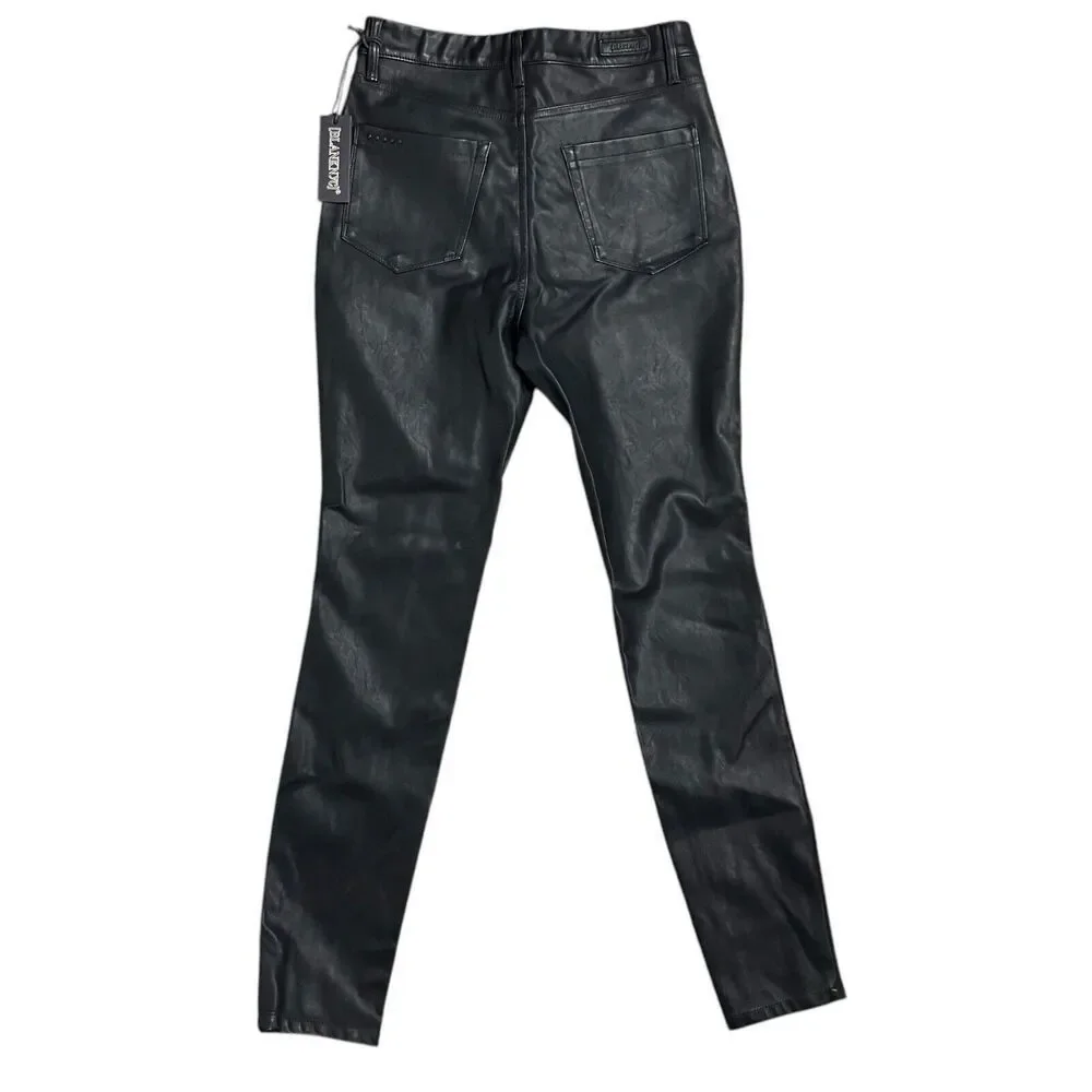 Blank NYC Pants‎ 28 Black Faux Leather High Rise Skinny Button Fly Great Jones